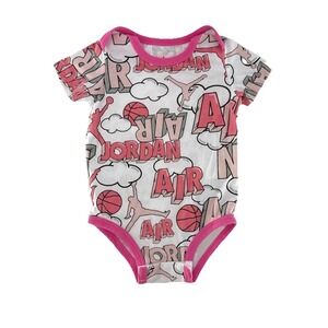 Jordan Baby Air Comic Girls Pink White Bodysuit 6-9 Months One Bodysuit‎